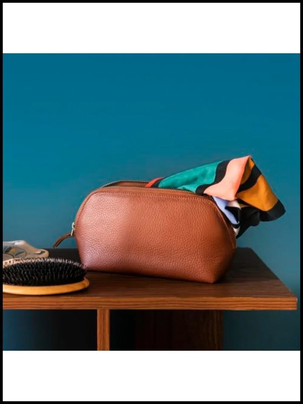 Genuine Leather Makeup Bag Cosmetic Pouch Travel Organizer Toiletry Clutch
